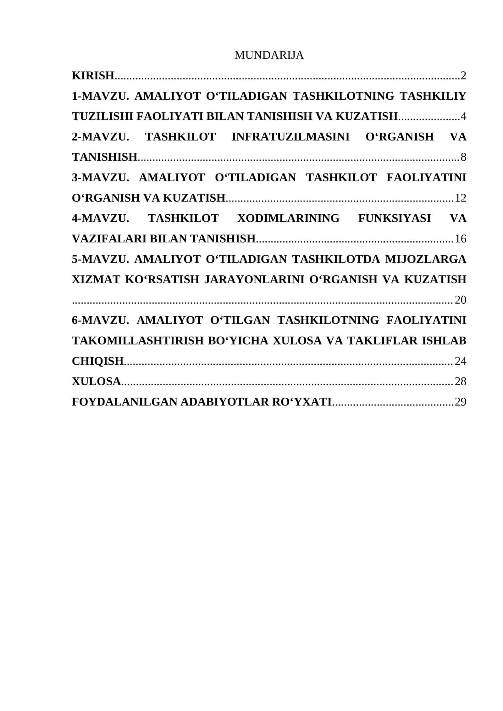 AMALIYOT O‘TILADIGAN TASHKILOT FAOLIYATINI O‘RGANISH VA KUZATISH 1