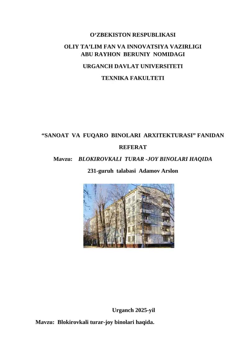 Blokirovkali Turar-joy Binolari Haqida 1