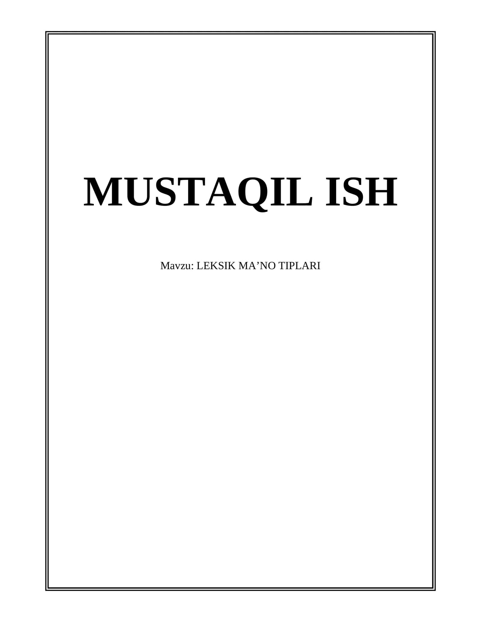 LEKSIK MAʼNO TIPLARI 1