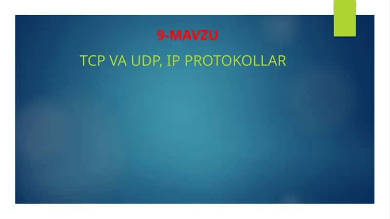 TCP va UDP, IP protokollar 1