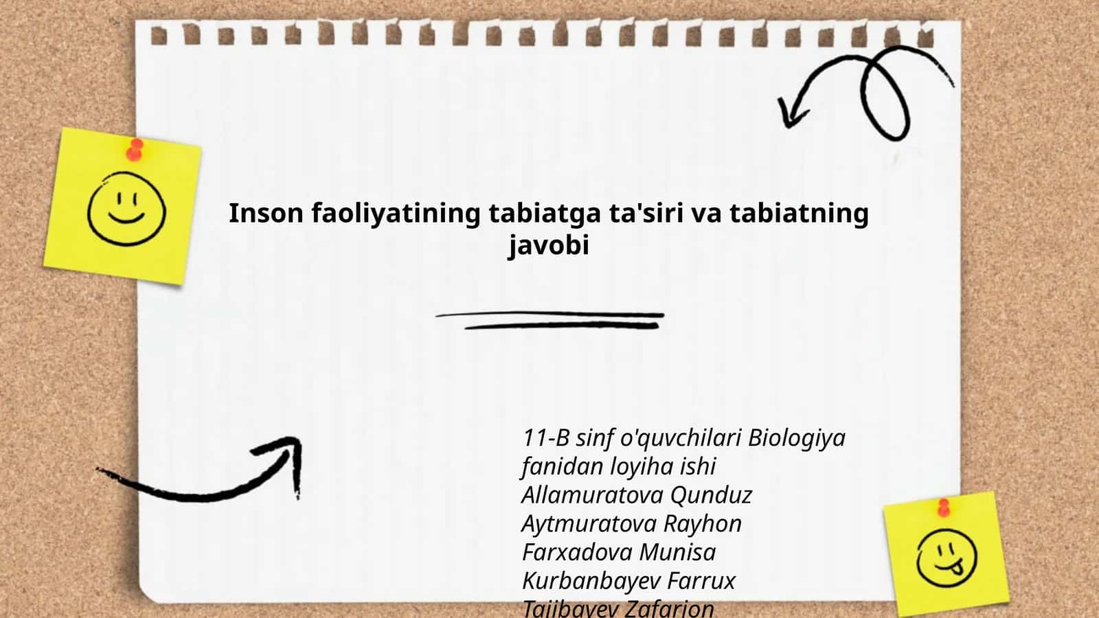 11-B sinf o'quvchilari Biologiya fanidan loyiha ishi 1