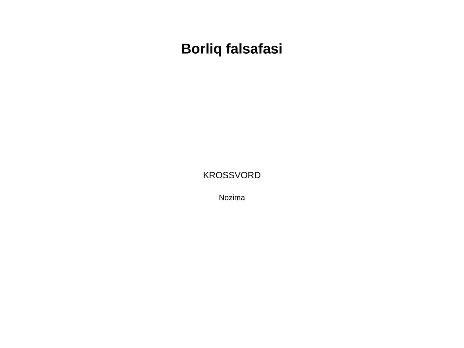 Borliq falsafasi 1