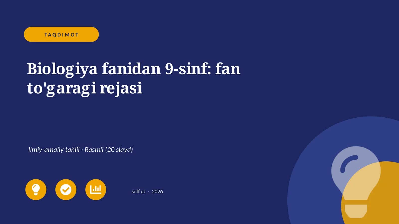 Biologiya fanidan 9-sinf: fan to'garagi rejasi 1