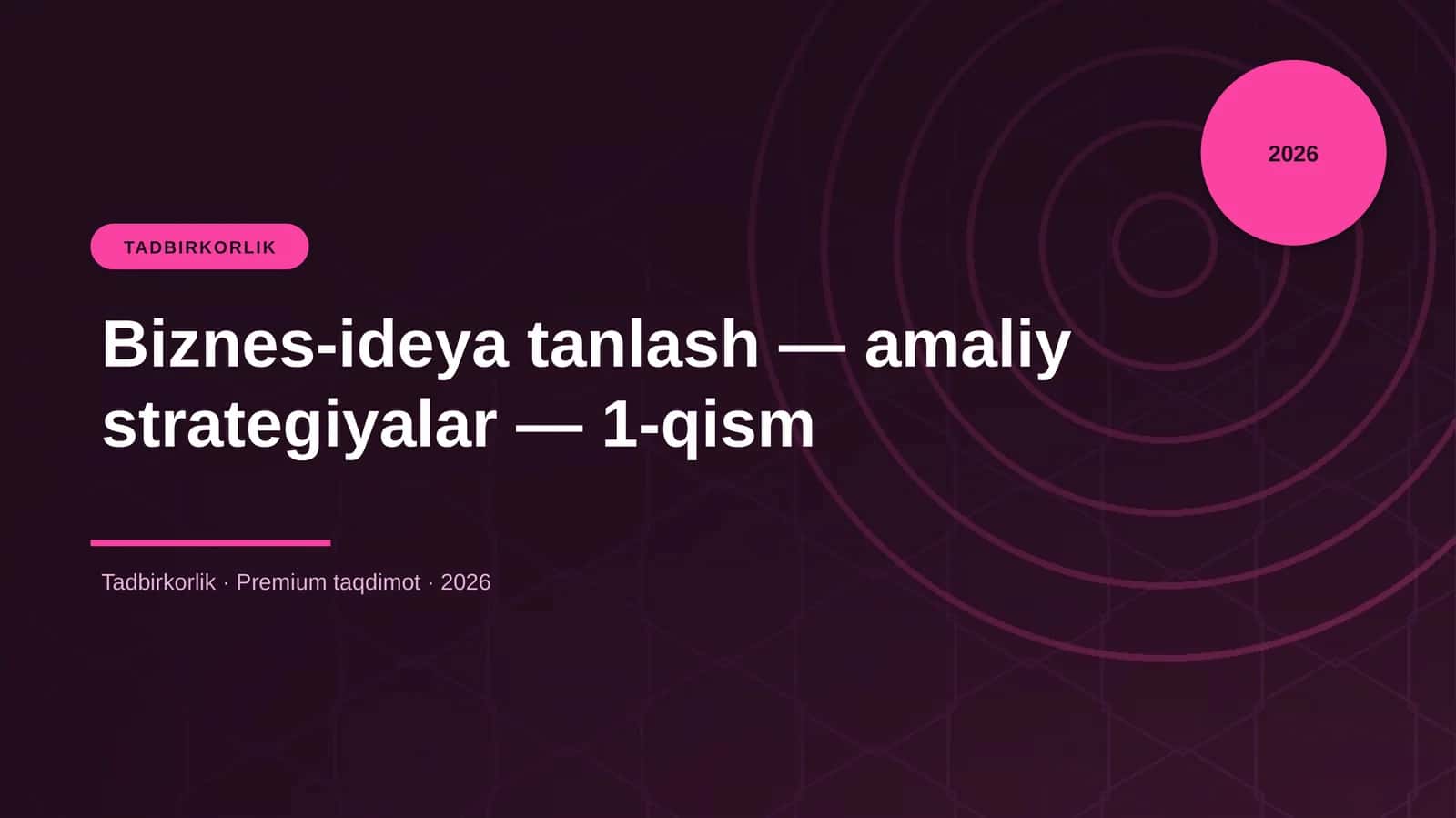 Biznes-ideya tanlash — amaliy strategiyalar — 1-qism 1