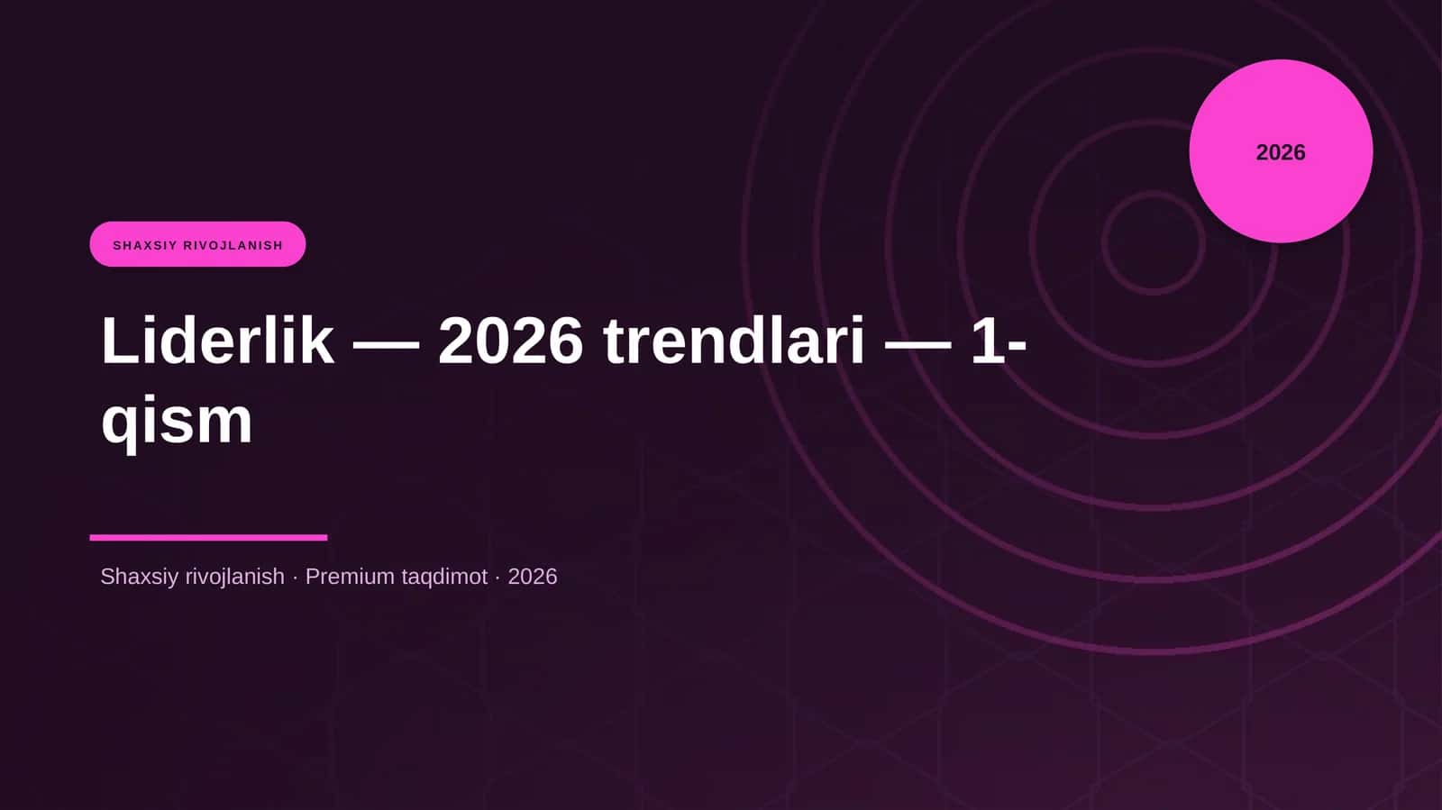 Liderlik — 2026 trendlari — 1-qism 1