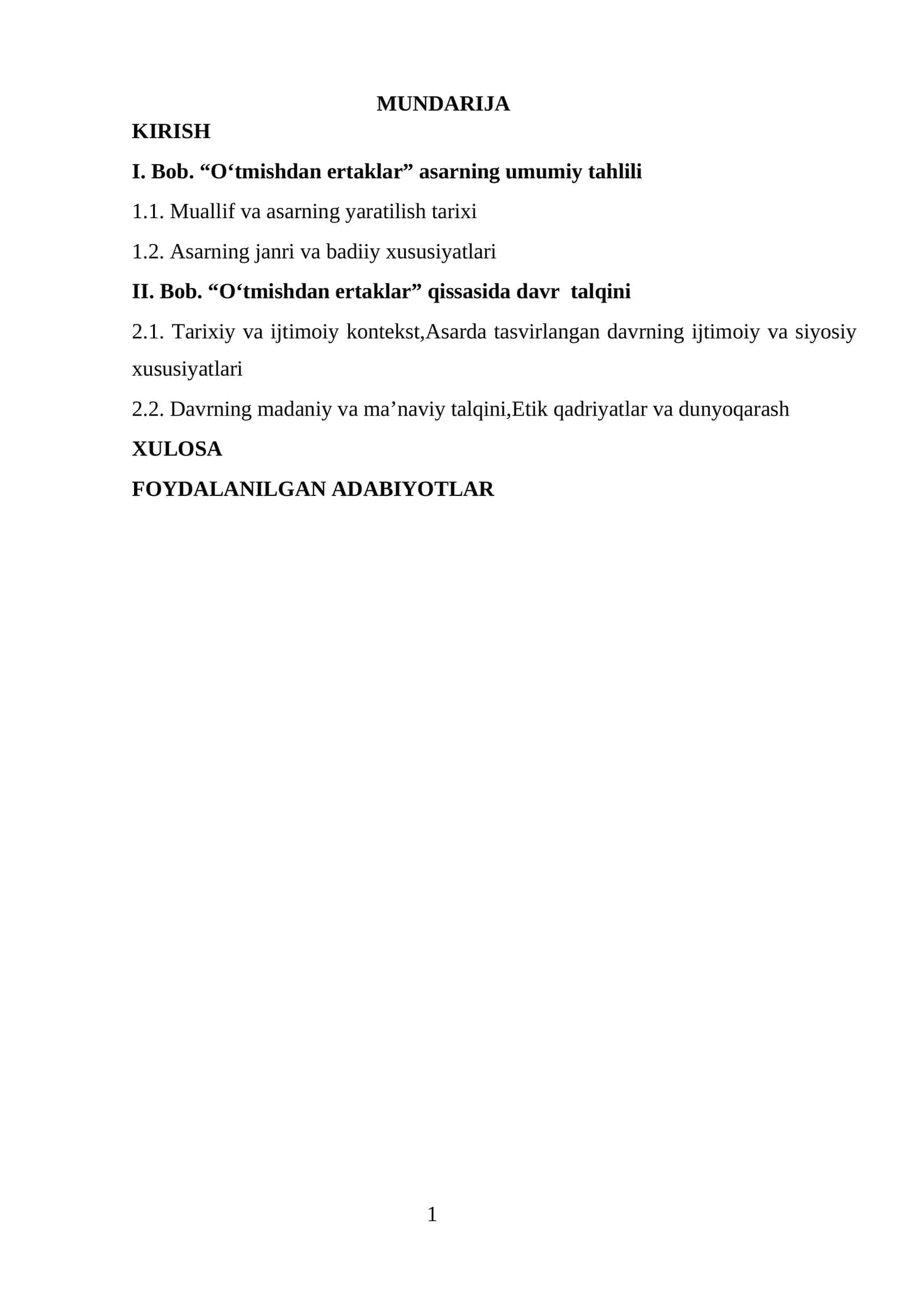 O‘tmishdan ertaklar qissasi 1