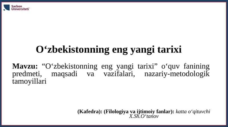 O‘zbekistonning eng yangi tarixi 1