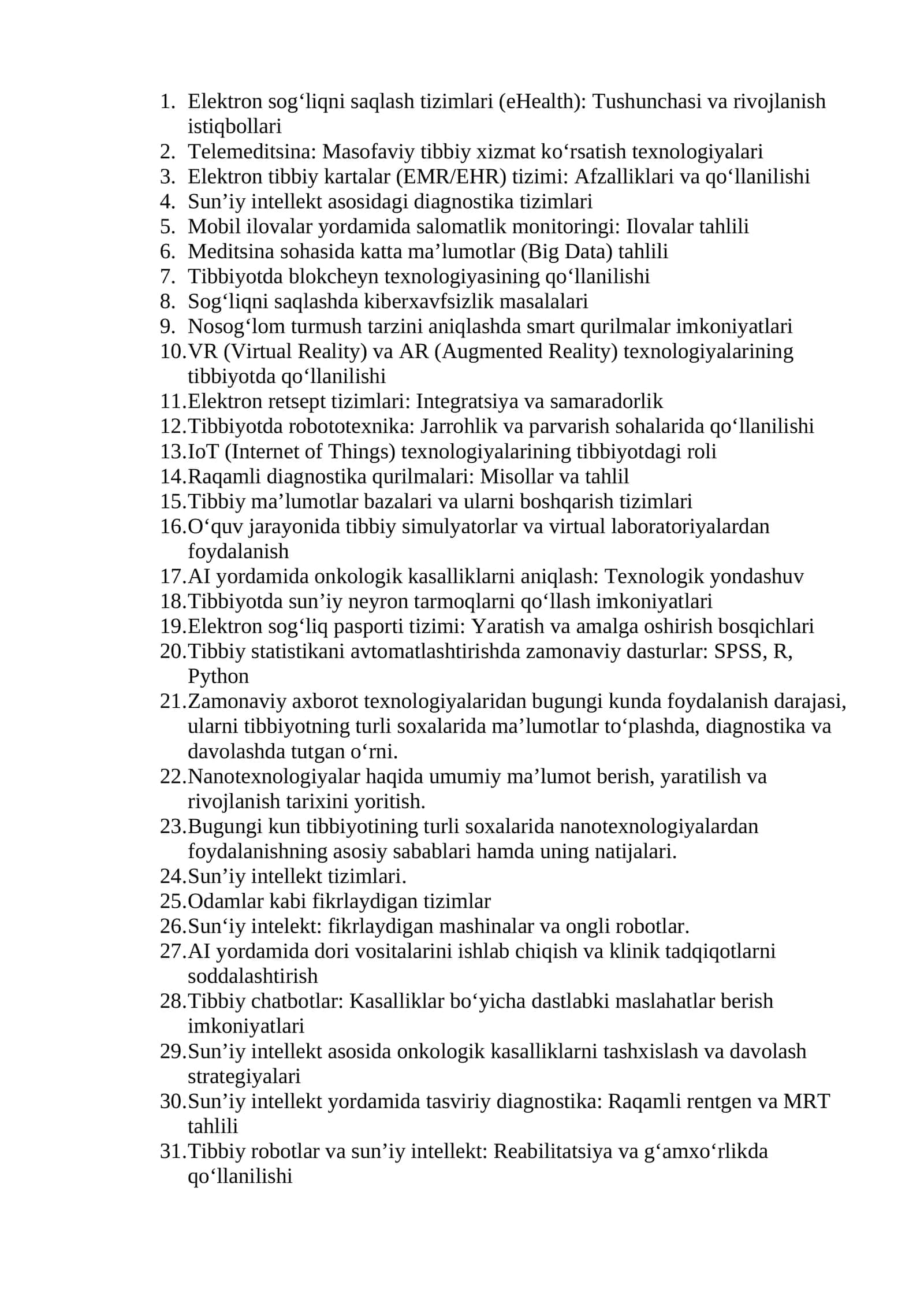 Elektron sog‘liqni saqlash tizimlari (eHealth): Tushunchasi va rivojlanish istiqbollari 1