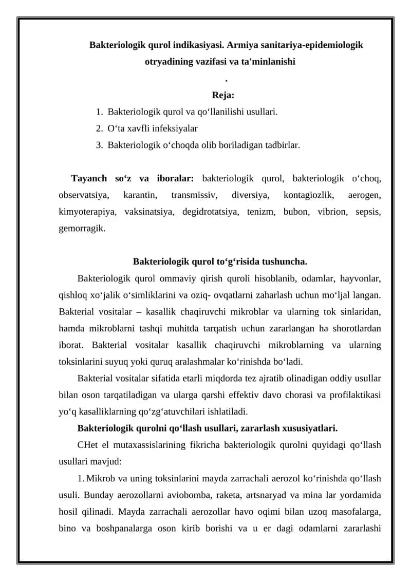 Bakteriologik qurol indikasiyasi 1