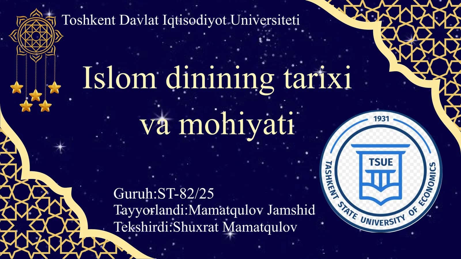 Islom dinining tarixi va mohiyati 1