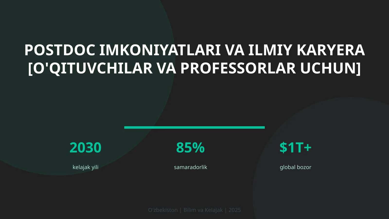 Postdoc imkoniyatlari va ilmiy karyera [O'qituvchilar va professorlar uchun] 1
