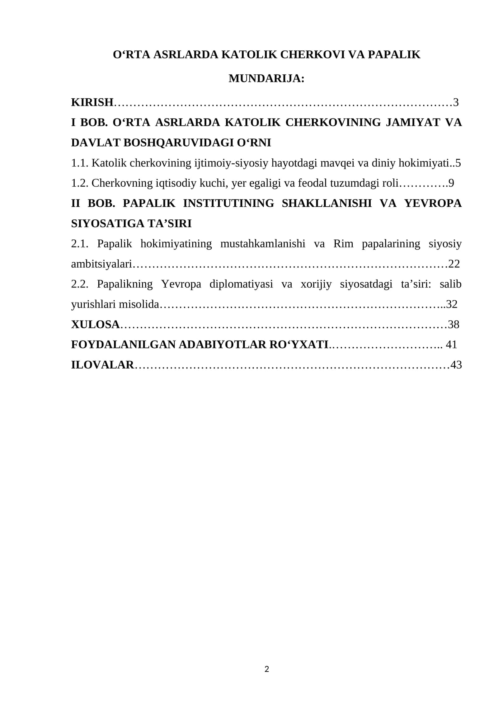 OʻRTA ASRLARDA KATOLIK CHERKOVI VA PAPALIK 1