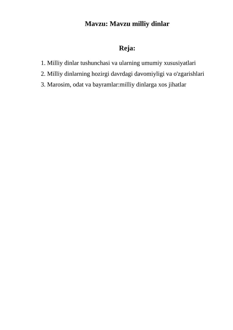 Milliy dinlar 1