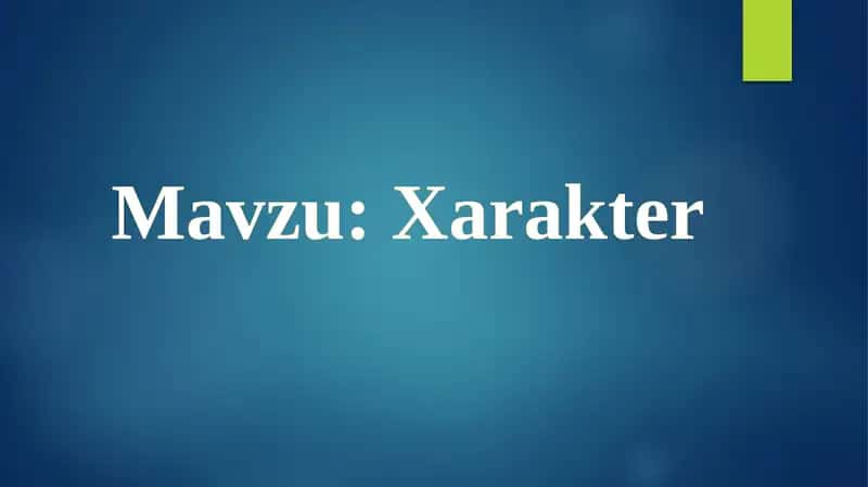 Xarakter 1