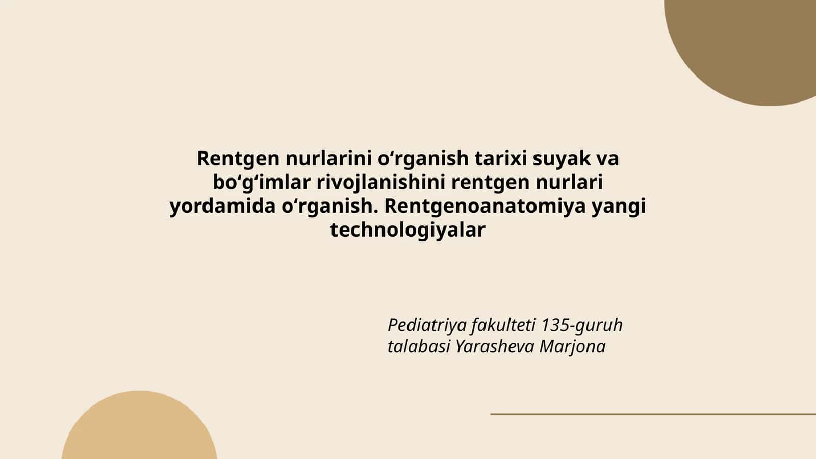 Rentgen nurlarini oʻrganish tarixi suyak va boʻgʻimlar rivojlanishini rentgen nurlari yordamida oʻrganish 1