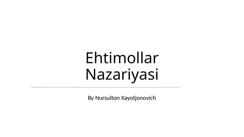 Ehtimollar Nazariyasi 1
