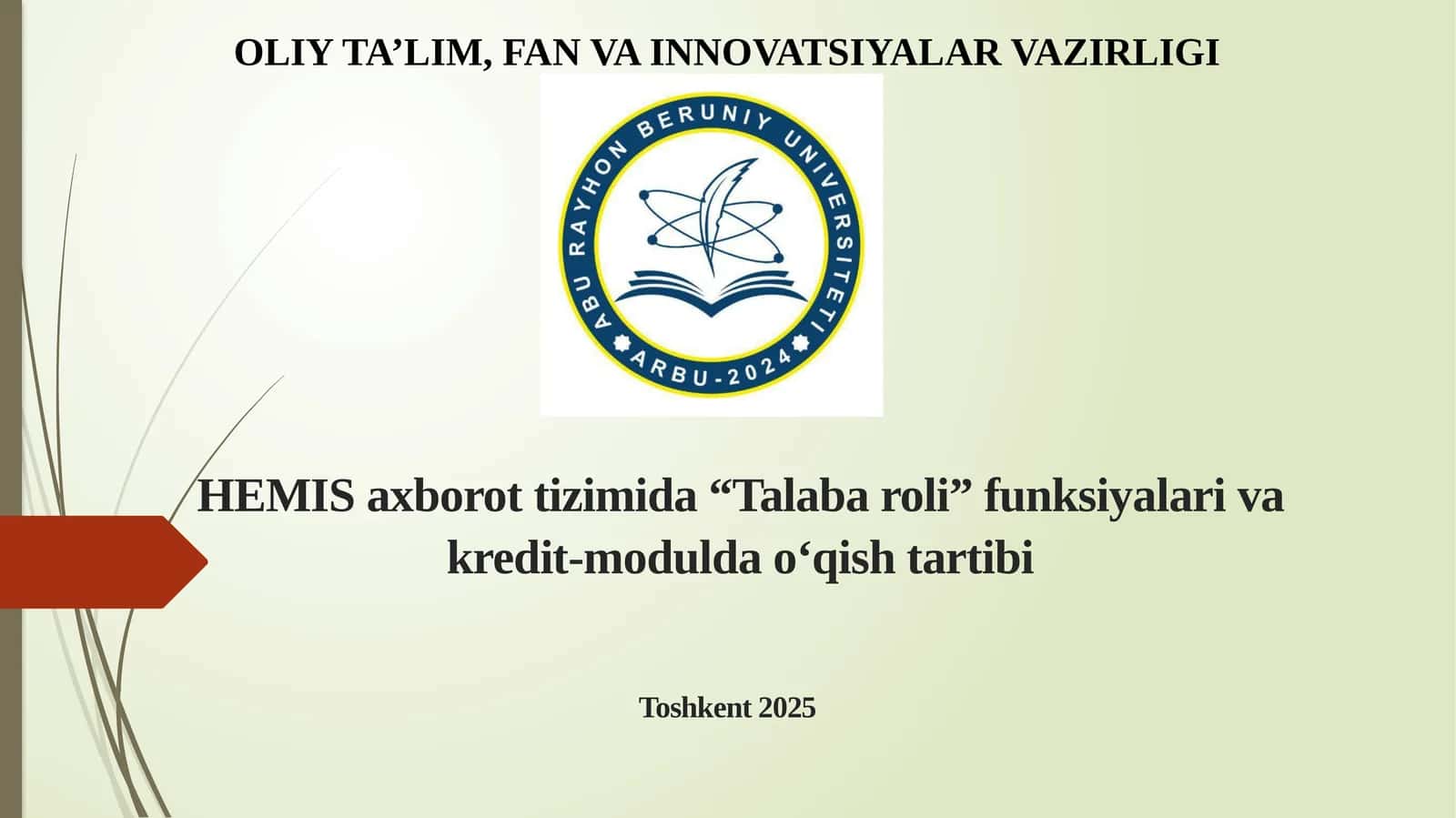 HEMIS axborot tizimida “Talaba roli” funksiyalari va kredit-modulda o‘qish tartibi 1