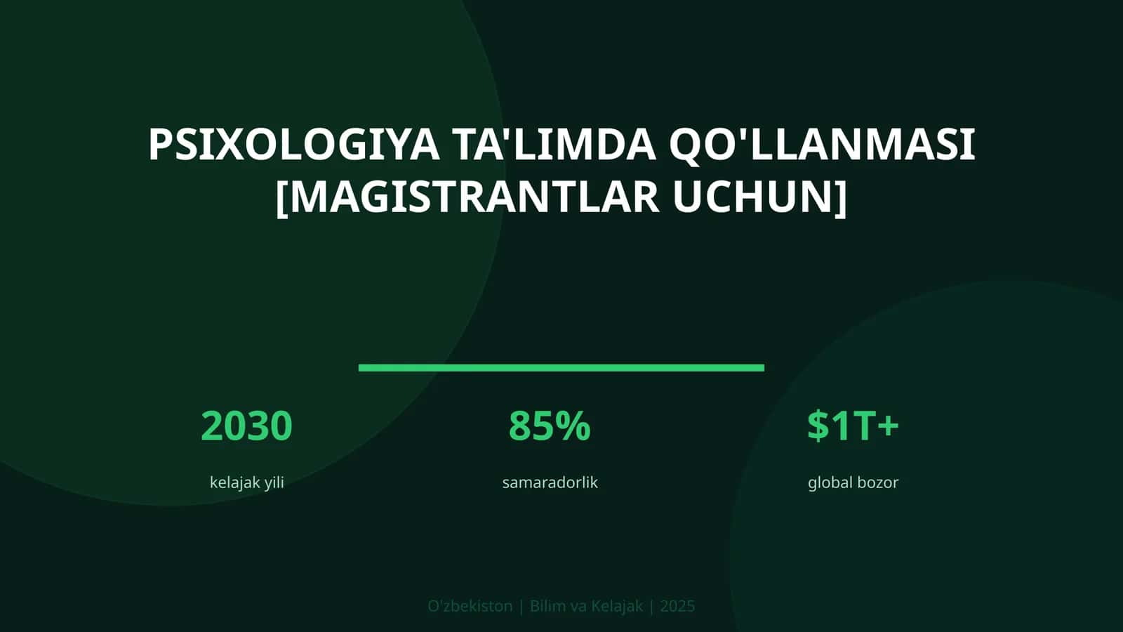 Psixologiya ta'limda qo'llanmasi [magistrantlar uchun] 1