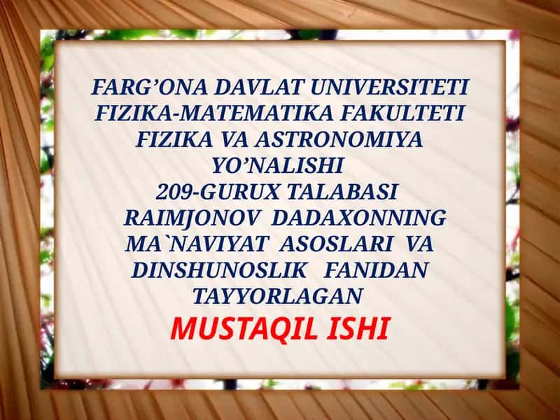 Diniy bag`rikenglik va millatlararo totuvlik 1