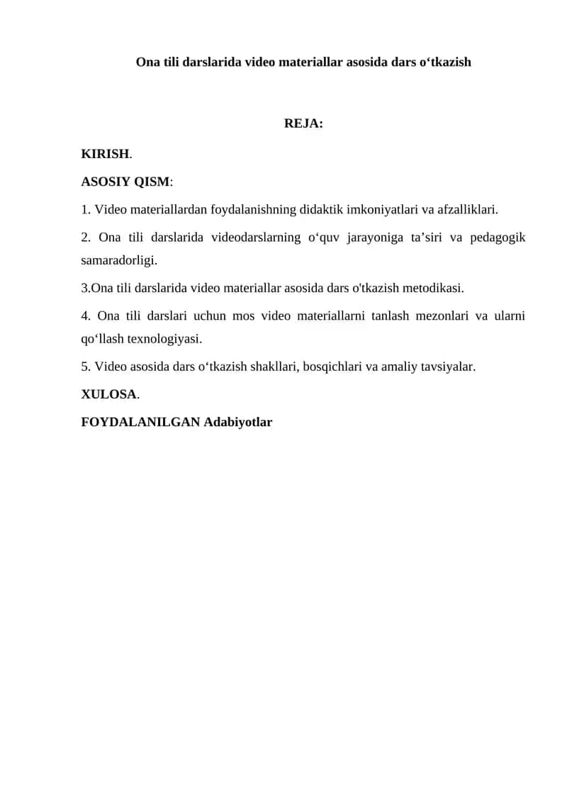 Ona tili darslarida video materiallar asosida dars oʻtkazish 1