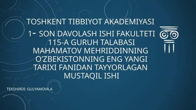 Mustaqil O‘zbekiston Respublikasining tashkil topishi 1