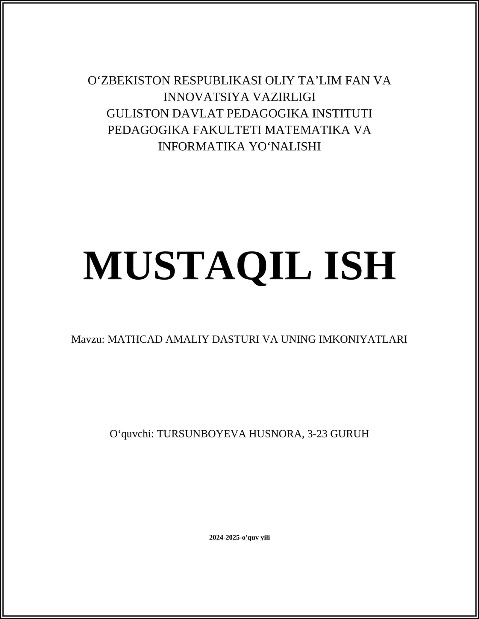 Mathcad Amaliy Dasturi va Uning Imkoniyatlari 1