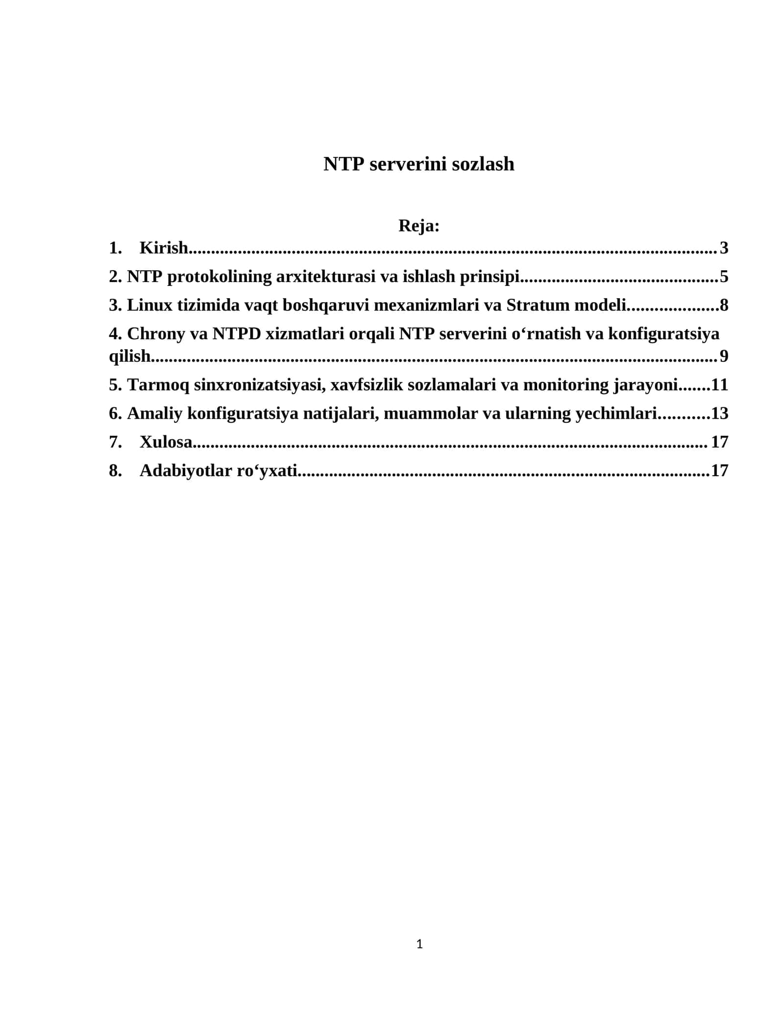 NTP serverini sozlash 1