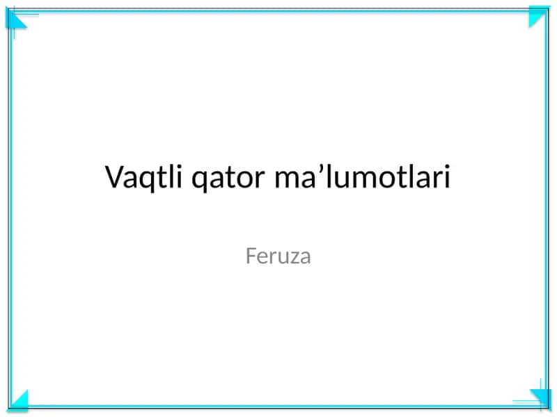 Vaqtli qator maʼlumotlari 1