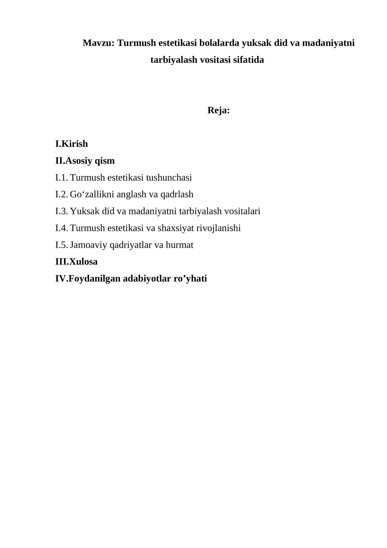 Turmush estetikasi bolalarda yuksak did va madaniyatni tarbiyalash vositasi sifatida 1