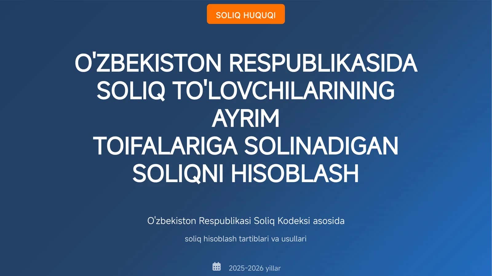 Soliq hisoblash tartiblari va usullari 1