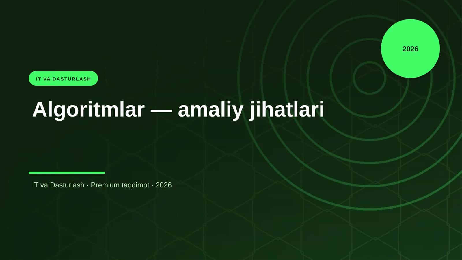Algoritmlar — amaliy jihatlari 1