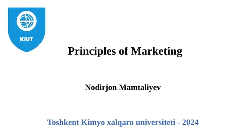 Principles of Marketing 1