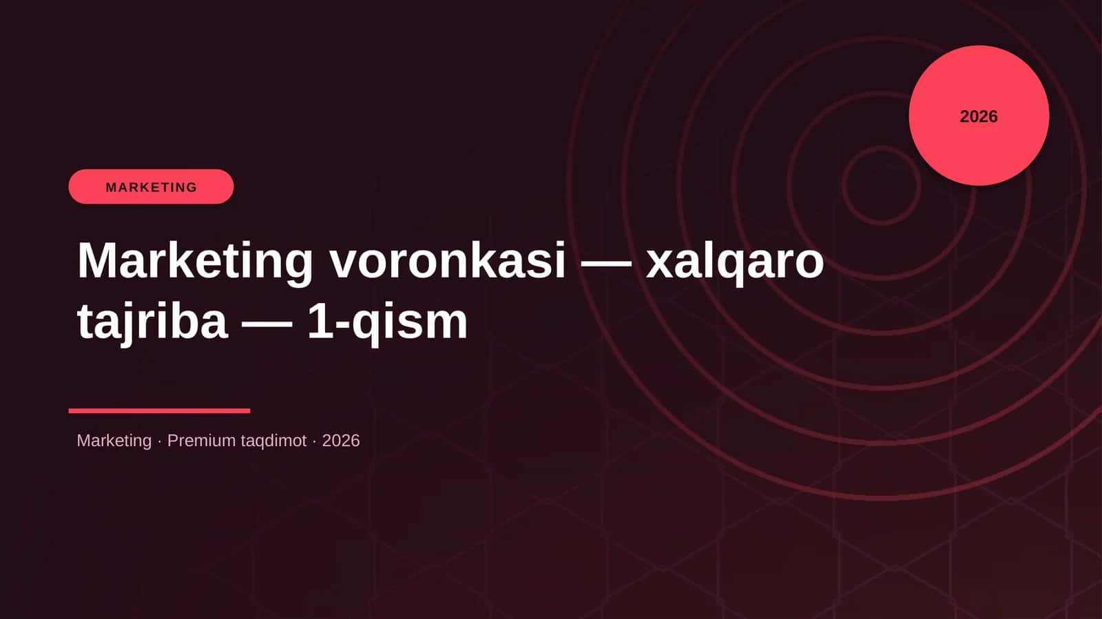 Marketing voronkasi — xalqaro tajriba — 1-qism 1