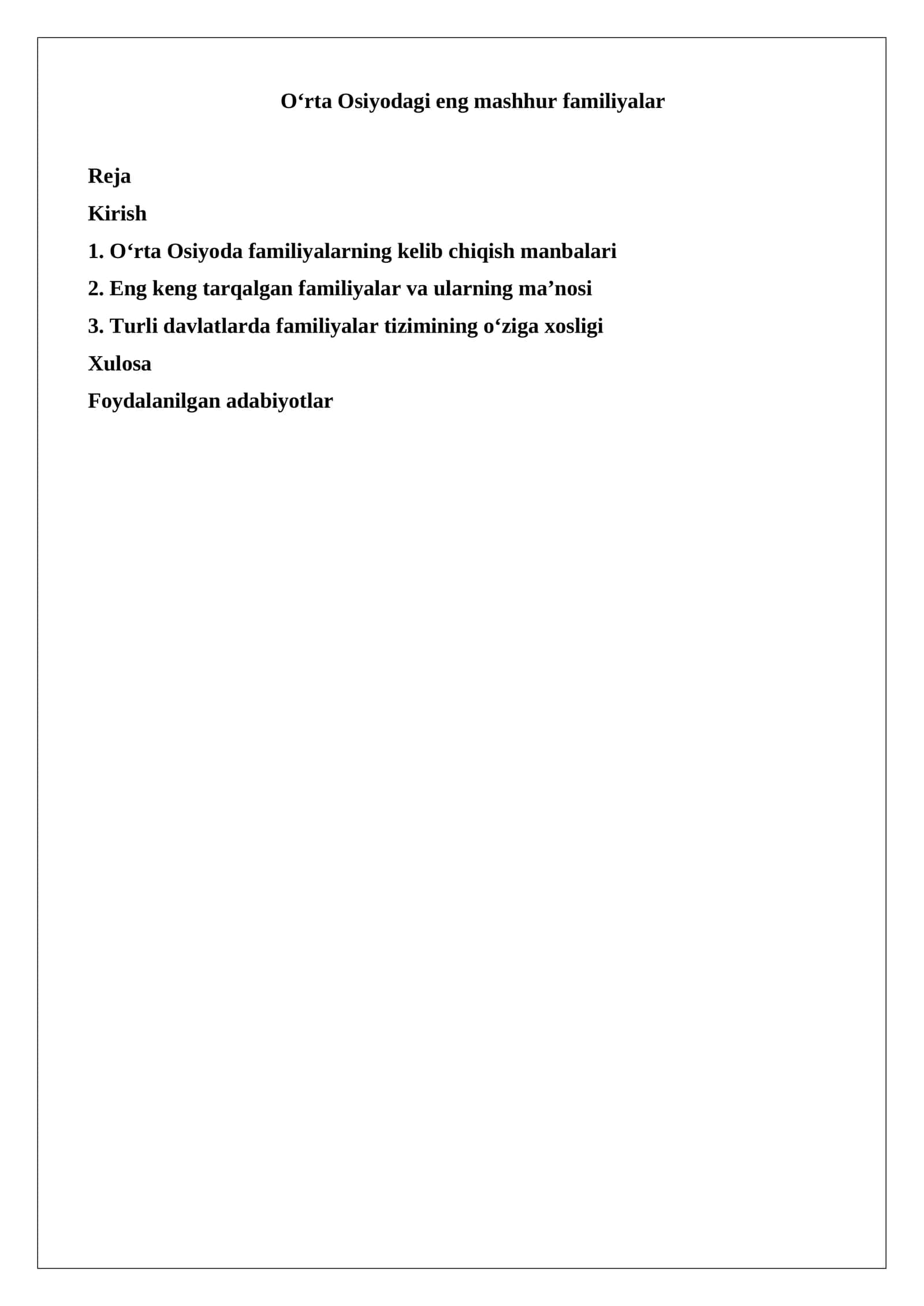 O‘rta Osiyodagi eng mashhur familiyalar 1
