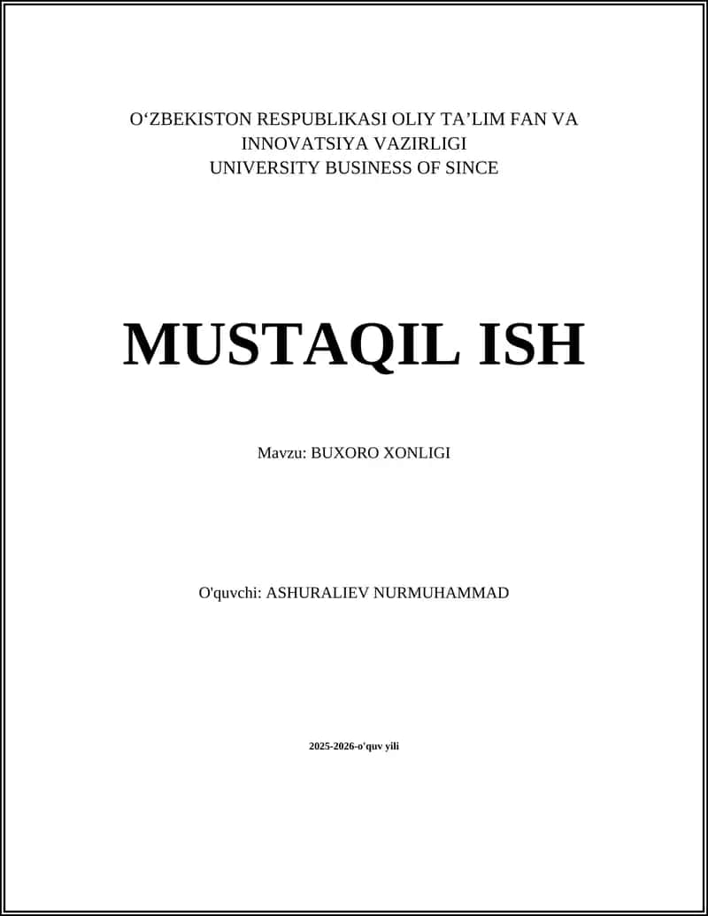 BUXORO XONLIGI 1