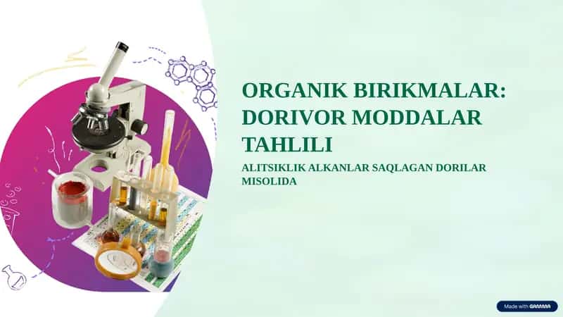 Alitsiklik alkanlar saqlagan dori moddalar tahlili 1
