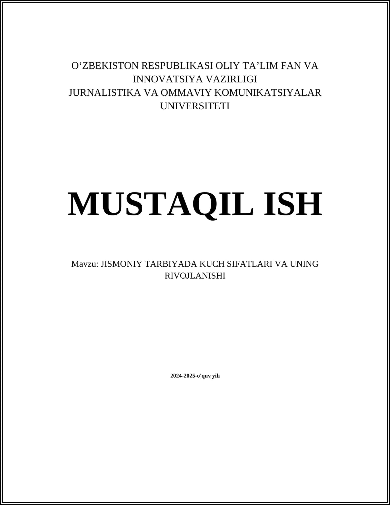 JISMONIY TARBIYADA KUCH SIFATLARI VA UNING RIVOJLANISHI 1