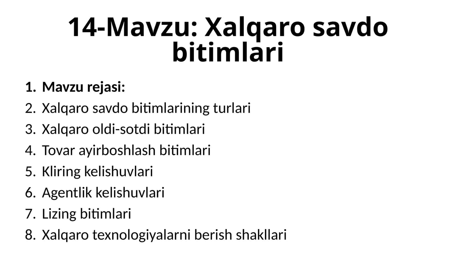 Xalqaro savdo bitimlari 1