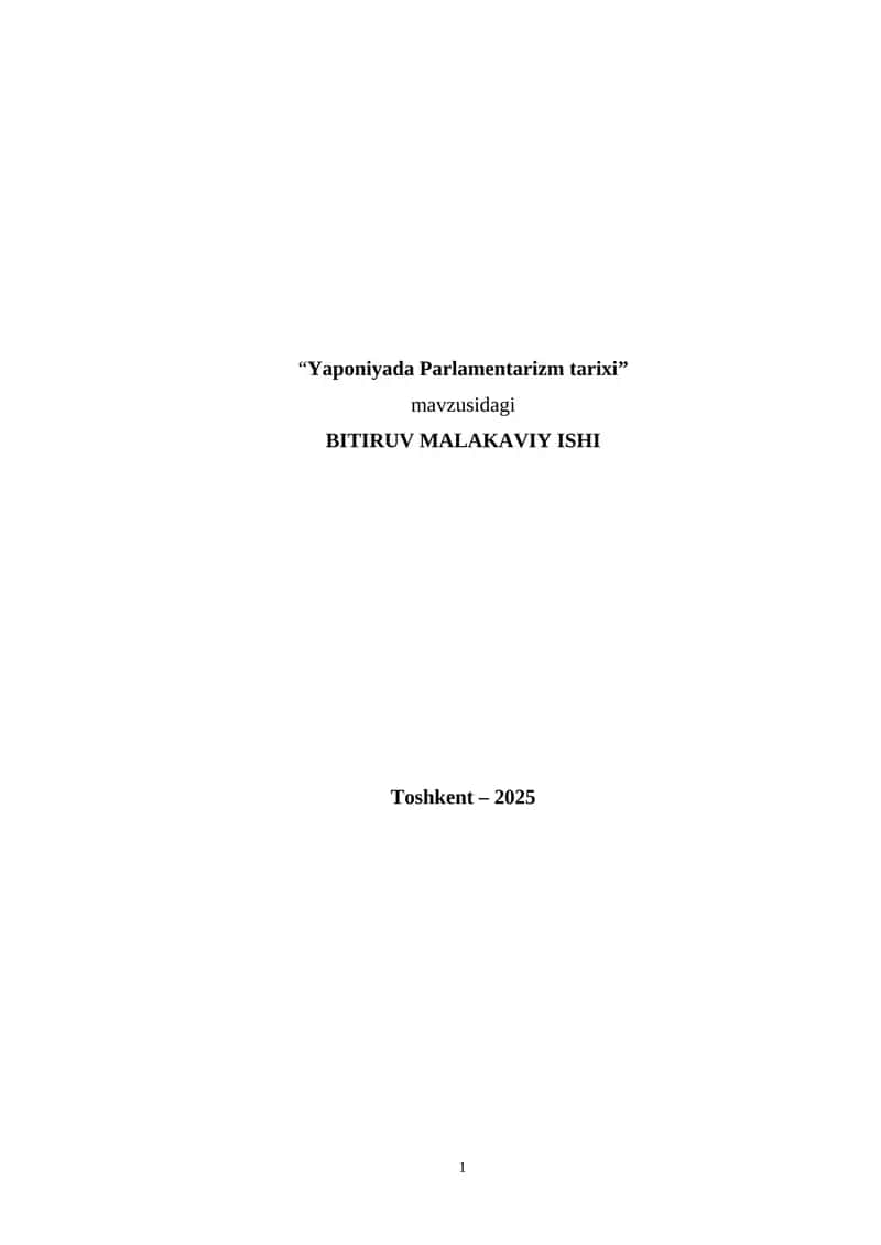 Yaponiyada Parlamentarizm tarixi 1