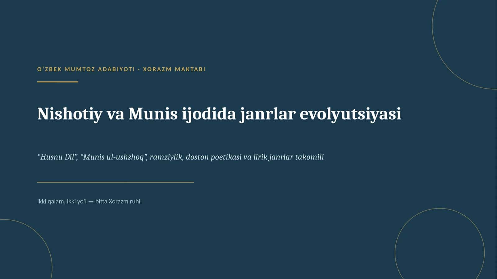 Nishotiy va Munis ijodida janrlar evolyutsiyasi 1