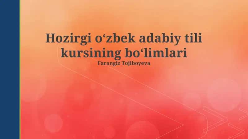 Zamonaviy o‘zbek adabiy tili kursi 1