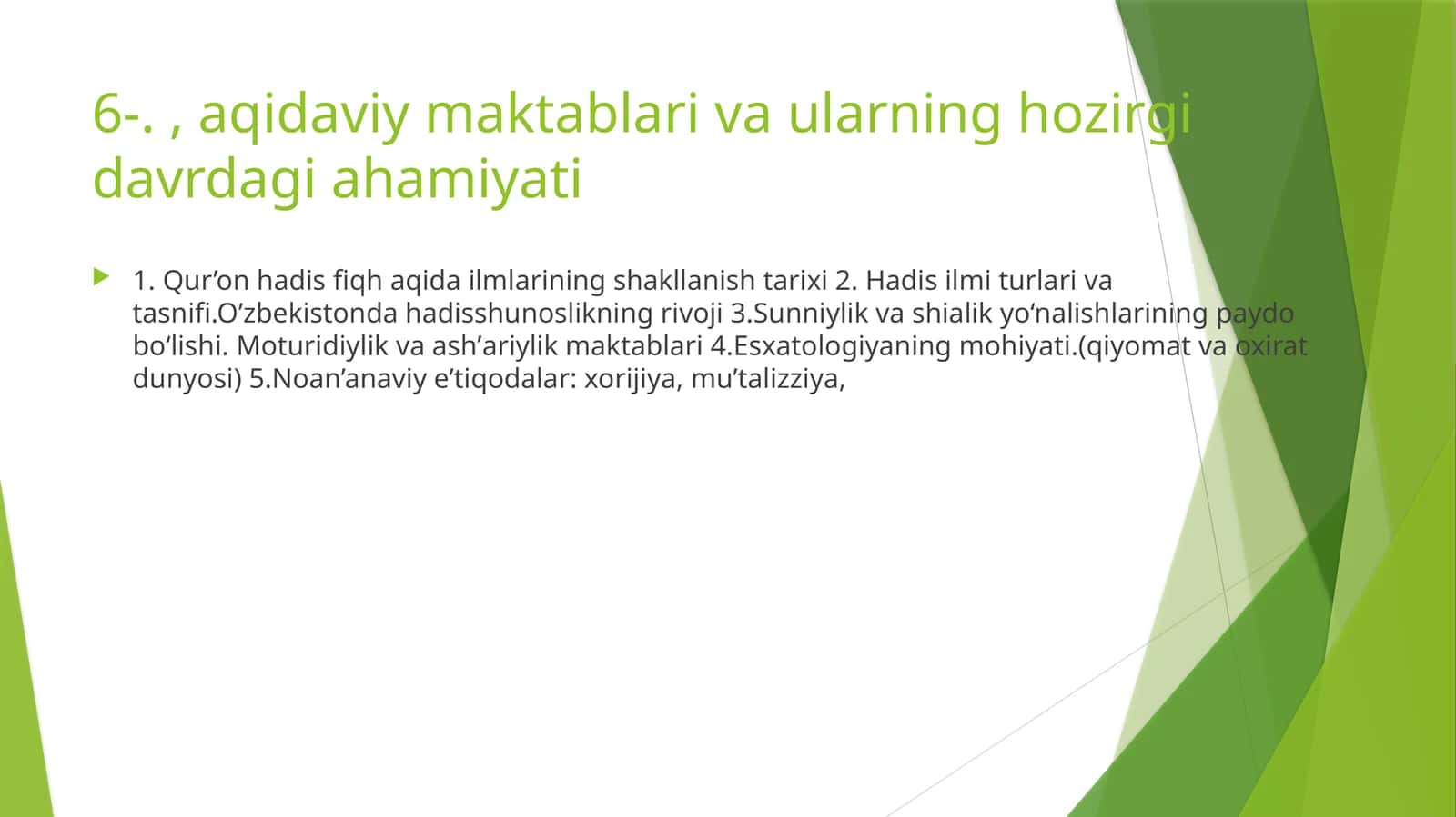Qur'on hadis fiqh aqida ilmlari 1