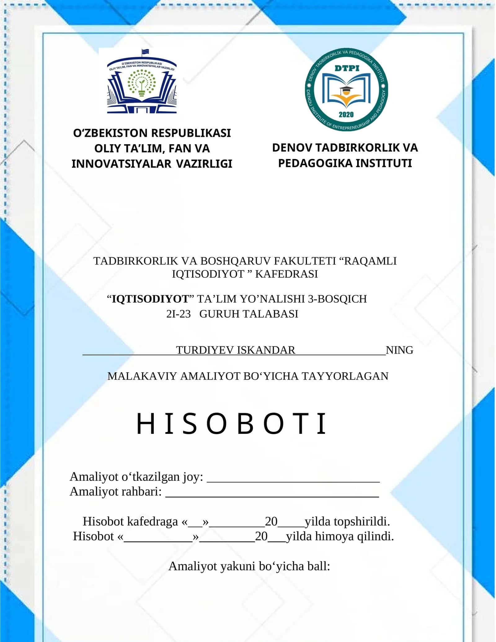 H I S O B O T I uchun yuz 1