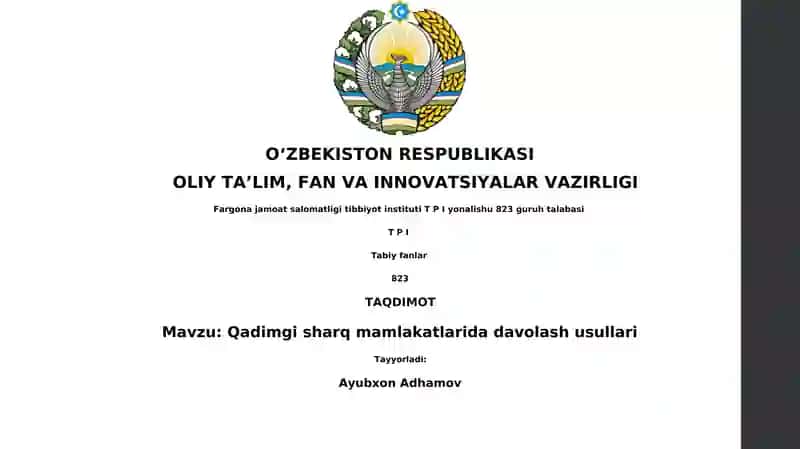Qadimgi sharq mamlakatlarida davolash usullari 1