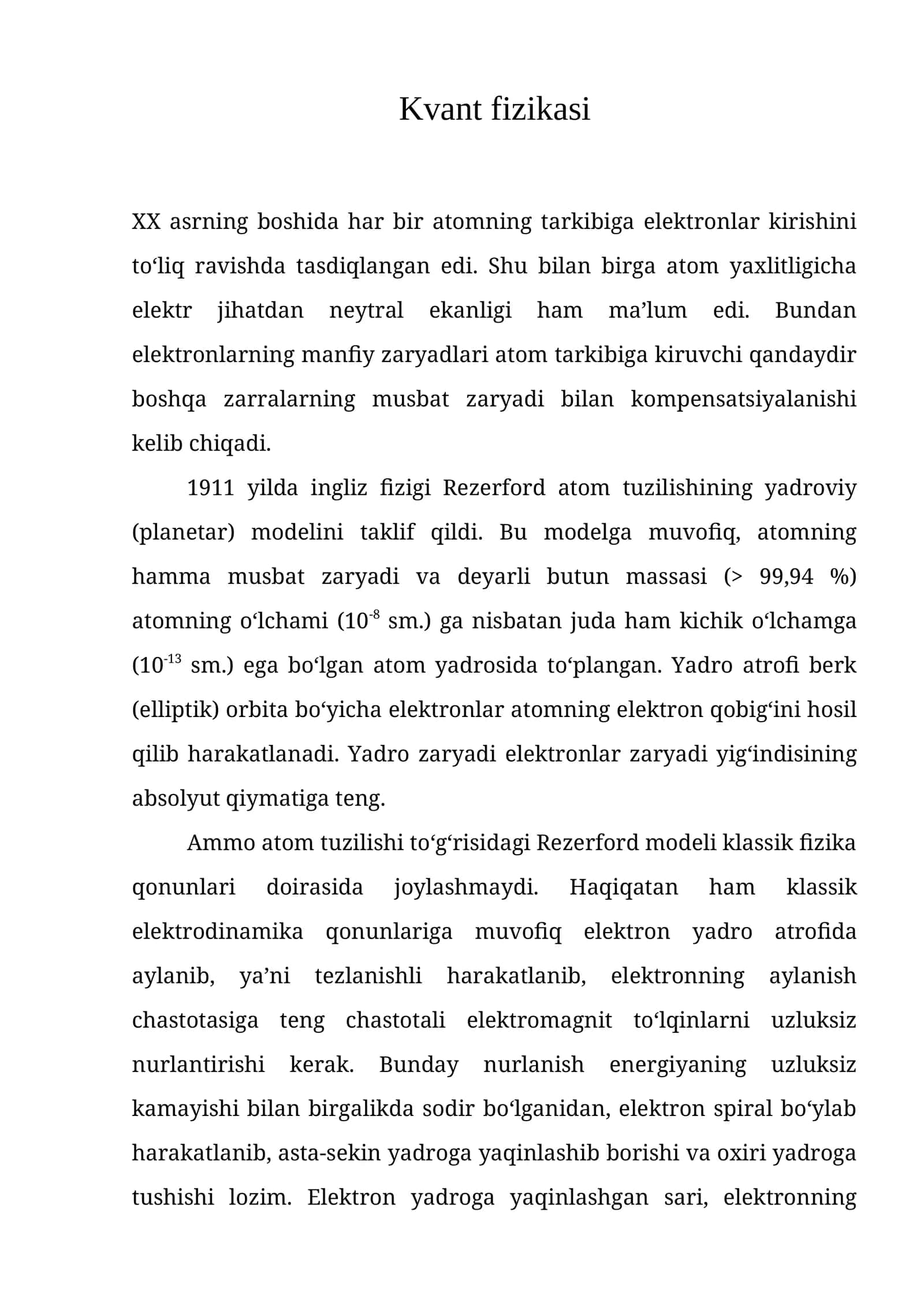 Kvant fizikasi 1