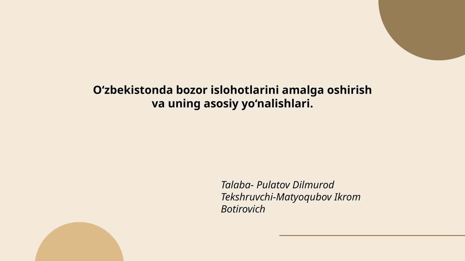 O'zbekistonda bozor islohotlarini amalga oshirish 1