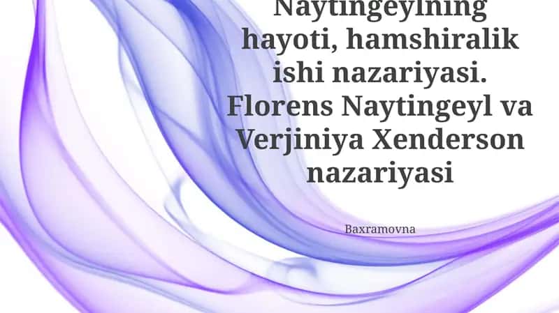 Florens Naytingeylning hayoti, hamshiralik ishi nazariyasi 1