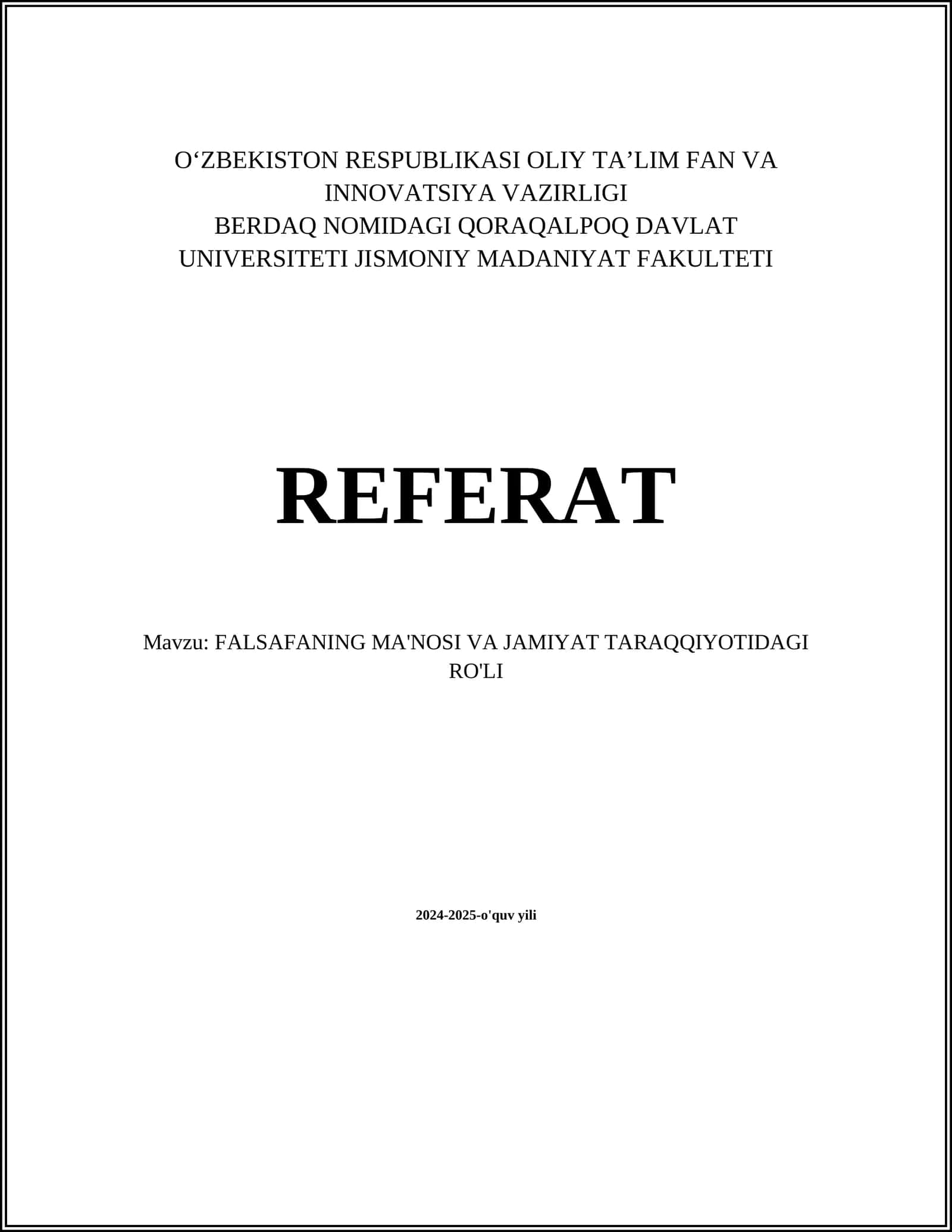 FALSAFANING MA'NOSI VA JAMIYAT TARAQQIYOTIDAGI RO'LI 1