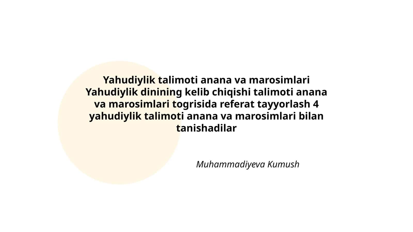 Yahudiylik talimoti anana va marosimlari 1
