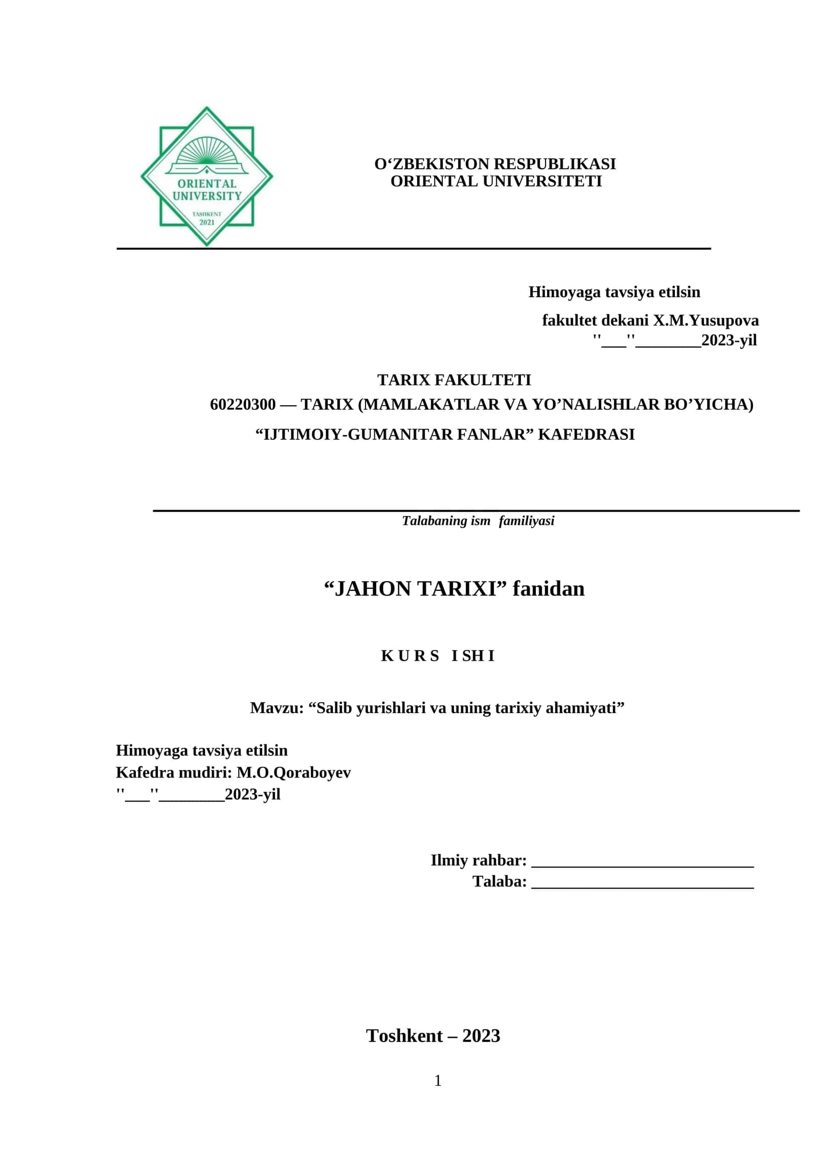 Salib yurishlari va uning tarixiy ahamiyati 1